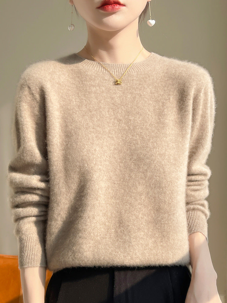 Damen Luxuriöser Kuschelstrick-Pullover mit Rundhals und Mohair-Optik Drune