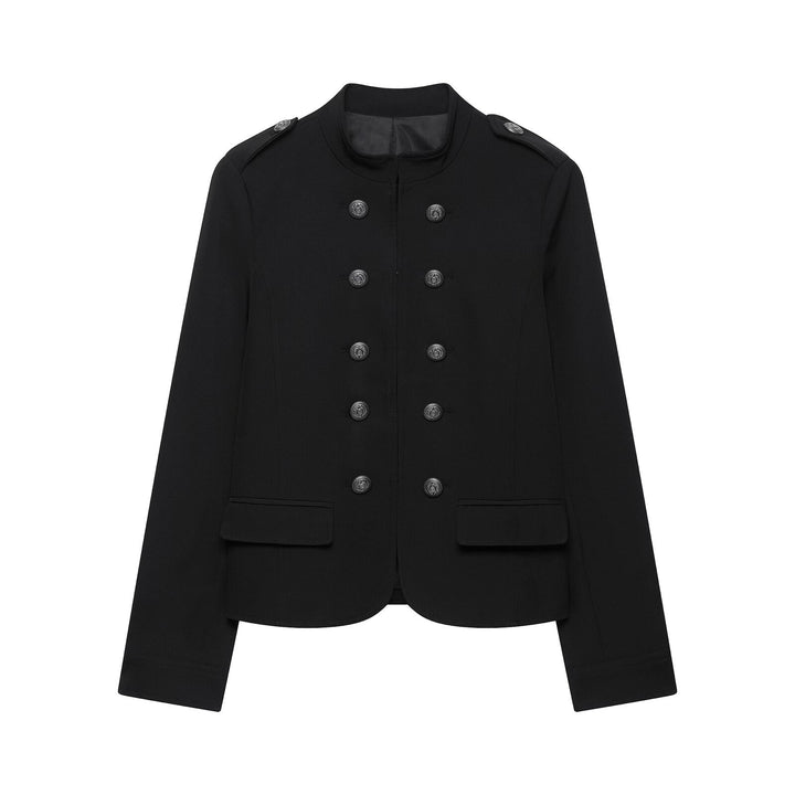 Damen Doppelreihige Militärjacke mit Stehkragen Drune