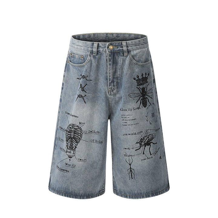 Damen Modische Weitbein-Jeans mit einzigartigem Grafikdesign Drune