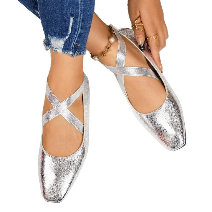 Damen Elegante und bequeme Ballerinas mit überkreuzten Riemen Drune