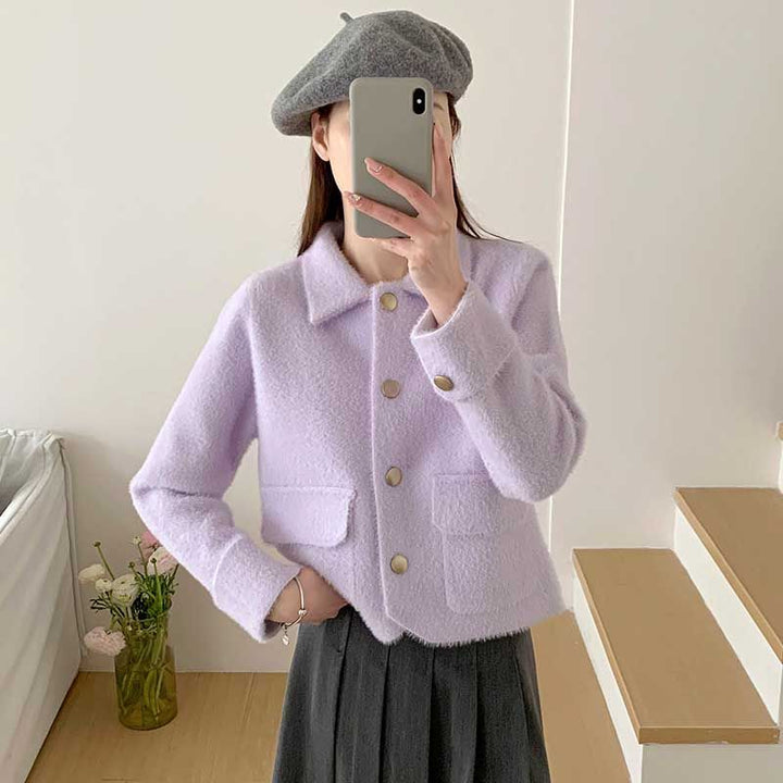 Damen elegante und kuschelige Kurzjacke Drune