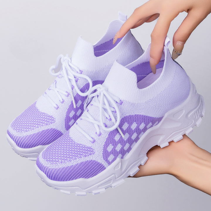 Damen nan leichter Strick-Chunky-Sneaker mit sockenähnlichem Schaft, gepolsterter Fersenstütze und griffiger Trail-Laufsohle Drune