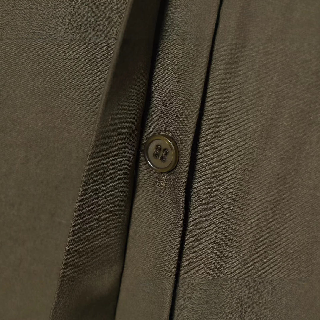Damen Bluse mit weiten Ballonärmeln und verdeckter Knopfleiste Drune