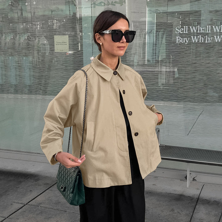Damen modische Übergangsjacke im lässigen Oversized-Schnitt mit praktischen Taschen Drune