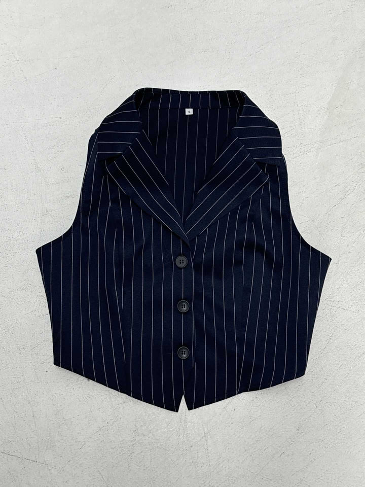 Damen ausgestelltes Bustier-Oberteil mit feinen Streifen und Knopfdetails Drune