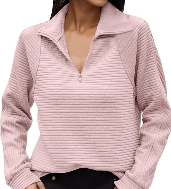 Damen kuscheliger Pullover mit durchgehendem Reißverschluss Drune