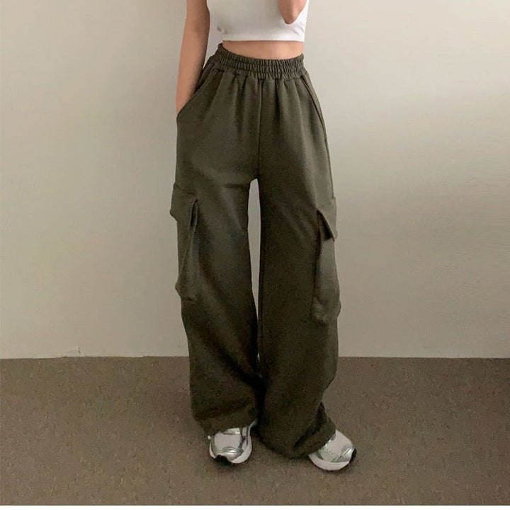 Damen lockere Freizeithose mit großen Taschen Drune