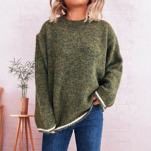 Damen lässiger Wohlfühlpullover mit blockfarbenem Design Drune