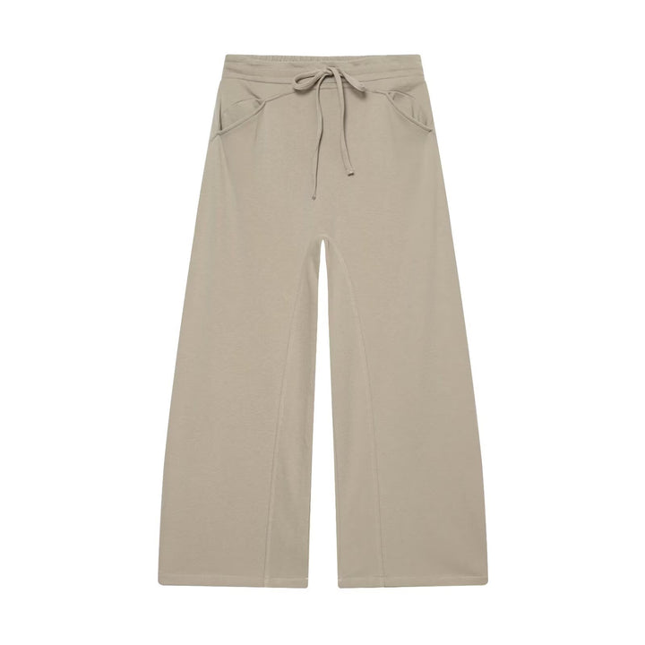 Damen Weite Cropped-Jogger mit Kordelzug, Eingrifftaschen und dekorativer Schrittnaht Drune