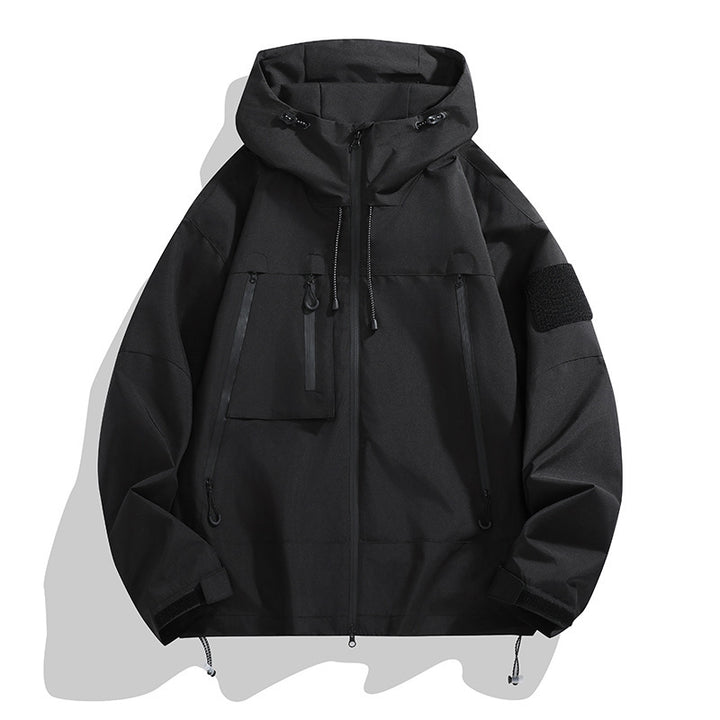 Herren technische Outdoor-Jacke mit verstellbarem Kapuzendesign und multifunktionalen Taschen Drune