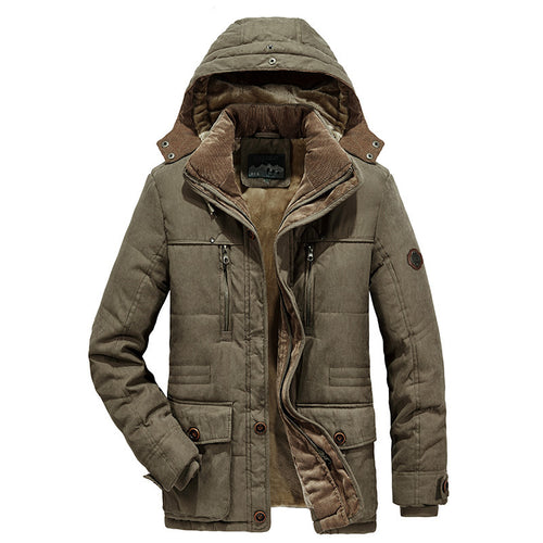 Herren nan isolierte Kapuzen-Fieldjacke mit Cord-Innenfutter, gesteppter Thermoisolierung und multifunktionalen Taschen Drune