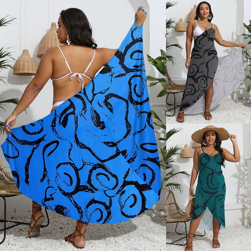 Damen eleganter Strandkaftan mit stylischem Muster Drune