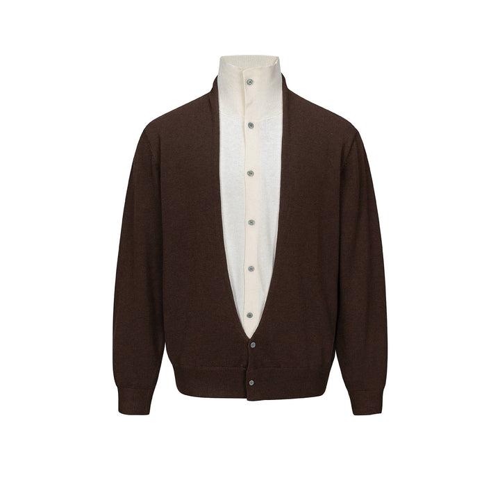 Herren Feinstrick-Layering-Cardigan mit tiefem V-Ausschnitt und integriertem Polokragen Drune