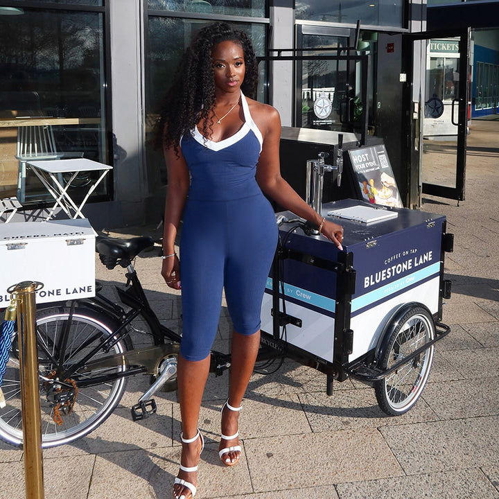 Damen eleganter, figurbetonter Jumpsuit mit V-Ausschnitt und raffinierter Schnürung Drune