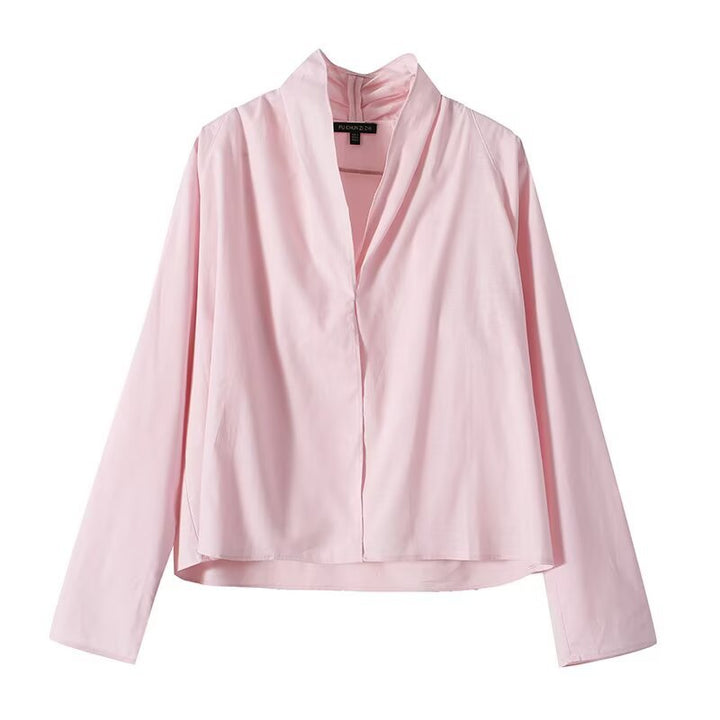 Damen Leichte Viskose‑Bluse mit offenem Schalkragen und kastiger Silhouette Drune
