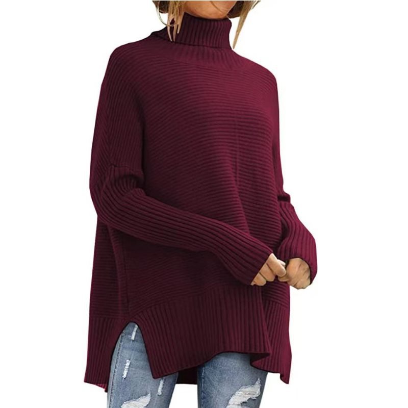 Damen kuscheliger Rollkragenpullover aus Rippstrick Drune