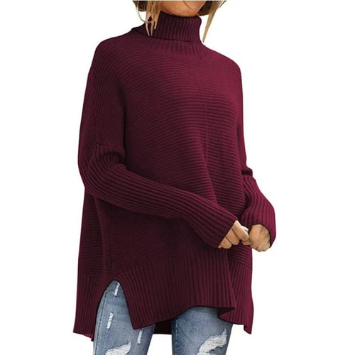 Damen kuscheliger Rollkragenpullover aus Rippstrick Drune