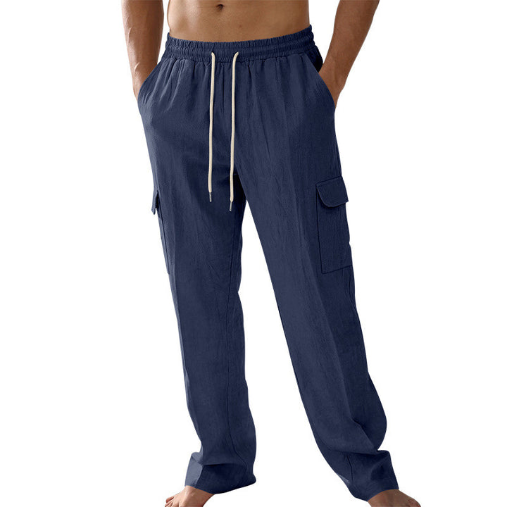 Herren Cargo-Strandhose aus Leinenmix mit elastischem Bund und Kordelzug Drune