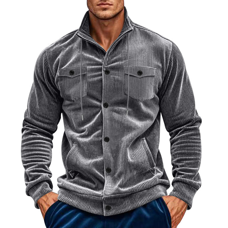 Herren nan Cord-Überhemdjacke mit Kentkragen, Druckknopfverschluss und aufgesetzten Brusttaschen Drune