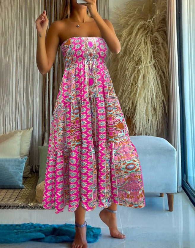 Damen Sommerlicher Maxirock mit floralen Mustern und voluminösem Saum Drune