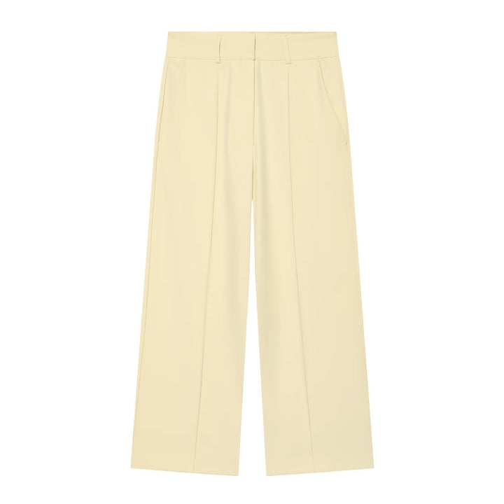 Damen Weite High‑Waist Hose mit Bügelfalte, hohem Bund und Gürtelschlaufen Drune