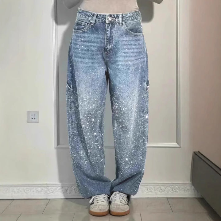Femme Designer High-Waist-Jeans mit himmlischen Verzierungen Drune