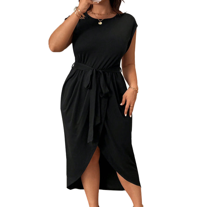 Damen Wickelkleid mit Taillengürtel und elegantem Schlitz Drune