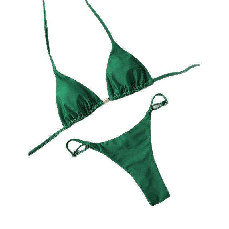 Damen Triangel-Bikini mit verstellbaren Trägern und elegantem Schmuckdetail Drune