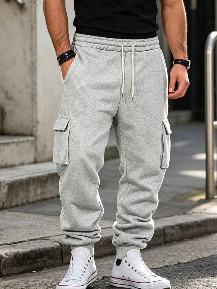 Herren Cargo-Jogginghose aus Baumwollfleece mit elastischem Bund und Beinbündchen Drune