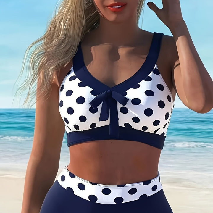 Damen Hochtaillierter Bikini mit modischem Punktemuster Drune