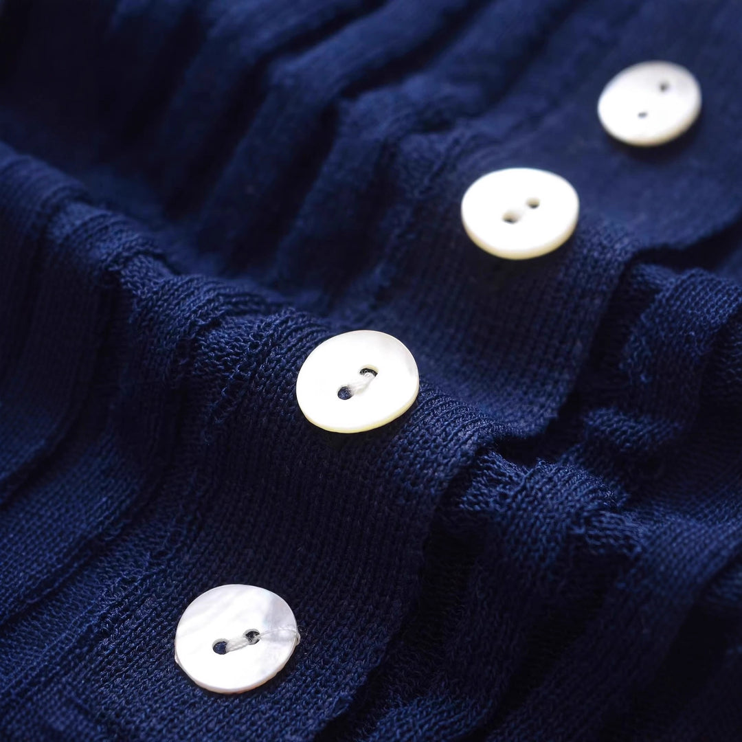 Damen Langarm Polo-Shirt mit eleganter Rippstruktur und Knopfleiste Drune