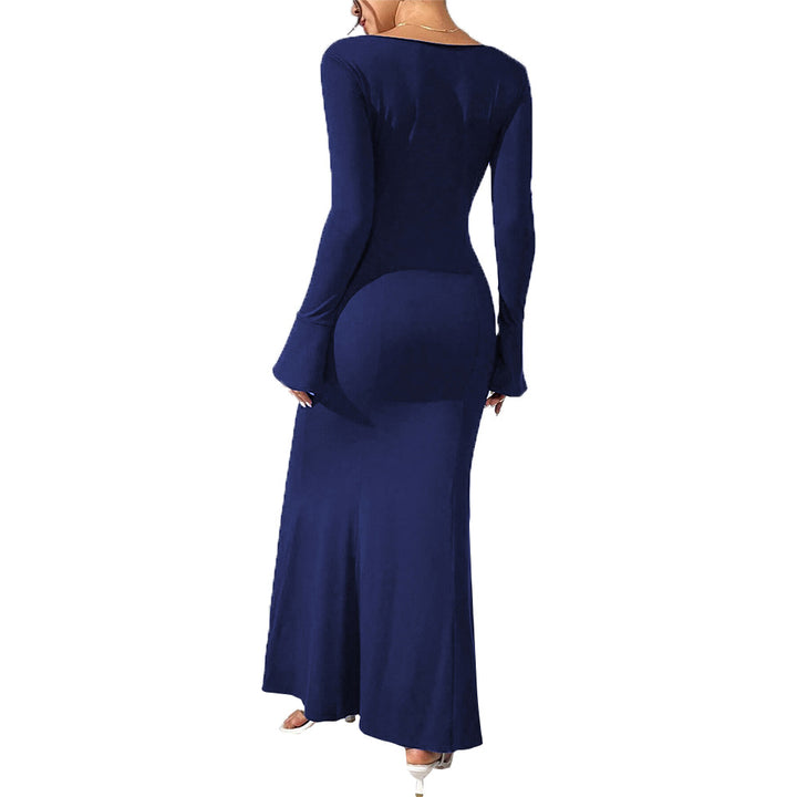 Damen Maxikleid mit elegantem V-Ausschnitt und fließendem Saum Drune