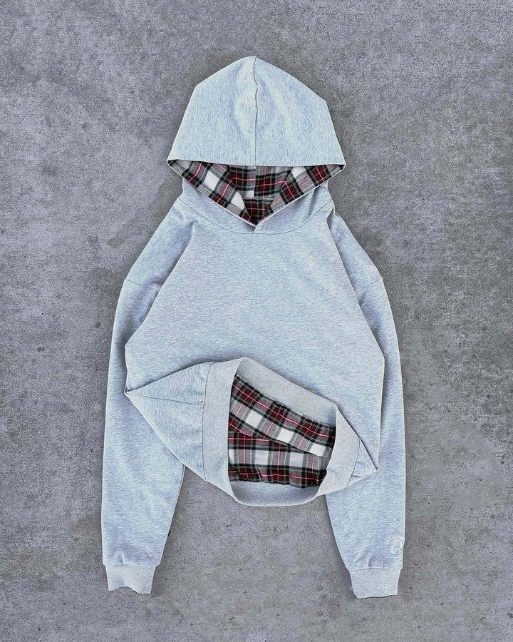 Damen Kapuzenpullover mit modernem Karo-Futter Drune