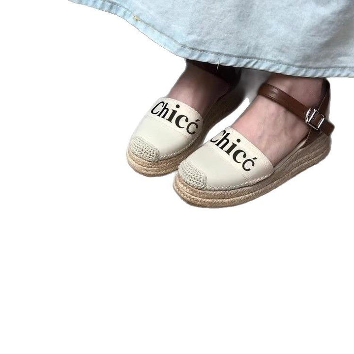 Damen Espadrille-Slingback mit geflochtener Plateau-Sohle und Logo-Detail Drune