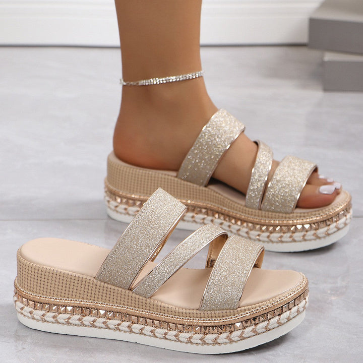 Damen Glitzernde Plateau-Sandalen Drune