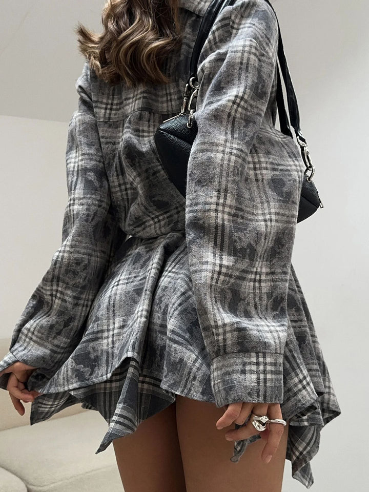 Damen lässiges Karohemdkleid Drune