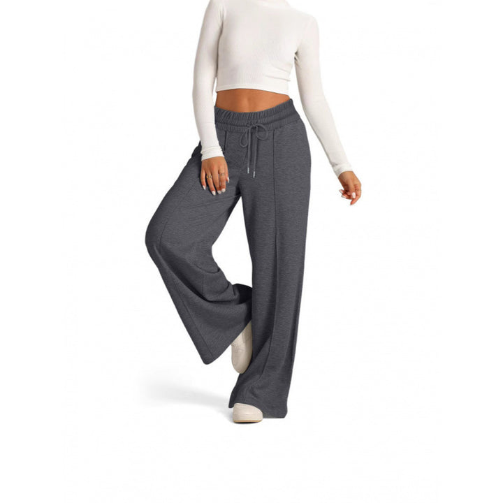 Damen breite Jogginghose mit elastischem Bund und seitlichen Eingrifftaschen Drune