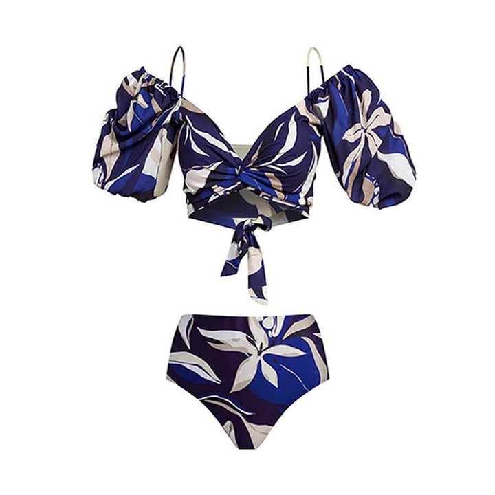 Damen Bikiniset mit Puffärmeln und elegantem Wickelrock Drune