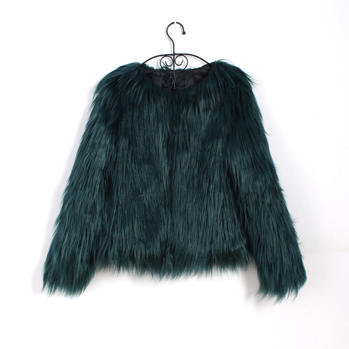Damen Flauschige Kunstpelzjacke mit lässigem Schnitt Drune