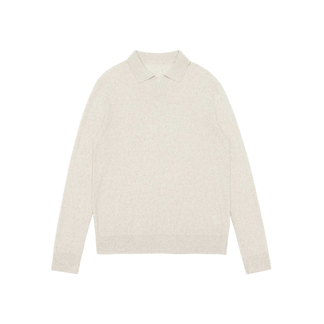 Unisex Feinstrick-Polo-Pullover mit Troyerkragen und geripptem Saum Drune