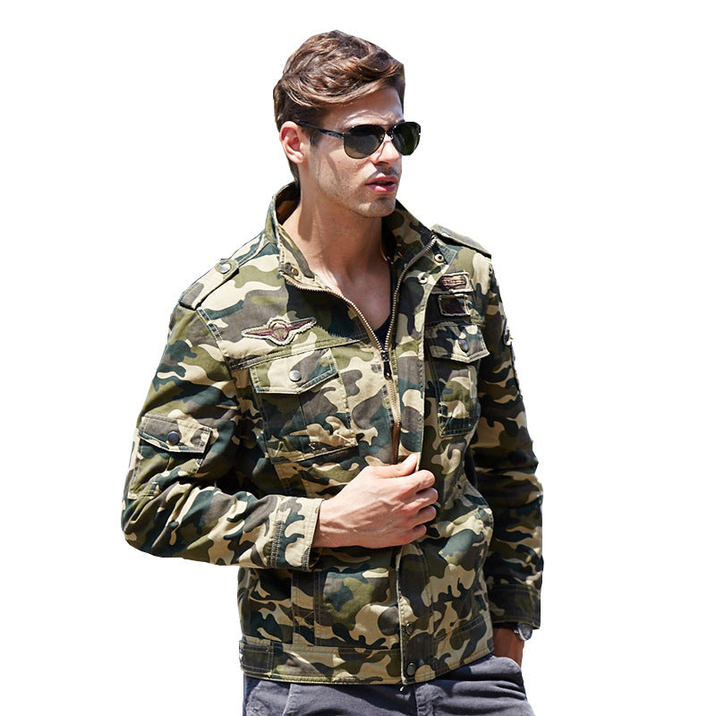 Herren Camouflage-Fieldjacke im Utility‑Look mit Mehrfach‑Taschen und Schulterepauletten Drune