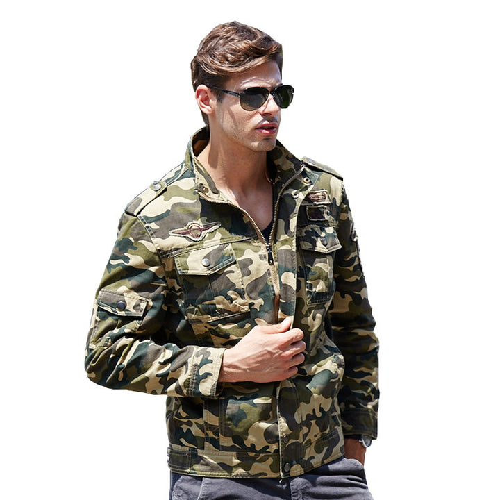 Herren Camouflage-Fieldjacke im Utility‑Look mit Mehrfach‑Taschen und Schulterepauletten Drune