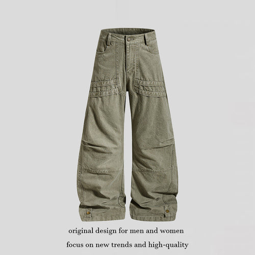 Damen Weite High‑Waist Cargo‑Hose mit verstärkten Kniepaneelen und verstellbarem Saum Drune