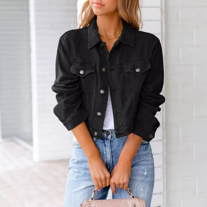 Damen Kurze Denimjacke mit modischem Schnitt Drune