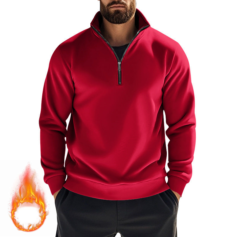 Herren nan komfortables Halbzip-Sweatshirt mit Stehkragen, leicht angerauter Innenseite und geripptem Saum Drune