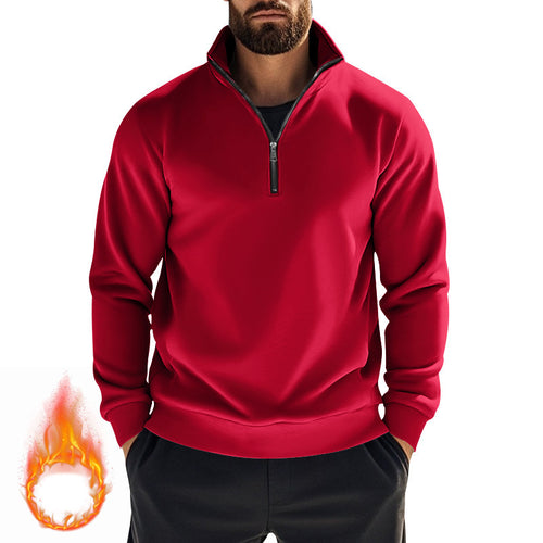 Herren nan komfortables Halbzip-Sweatshirt mit Stehkragen, leicht angerauter Innenseite und geripptem Saum Drune