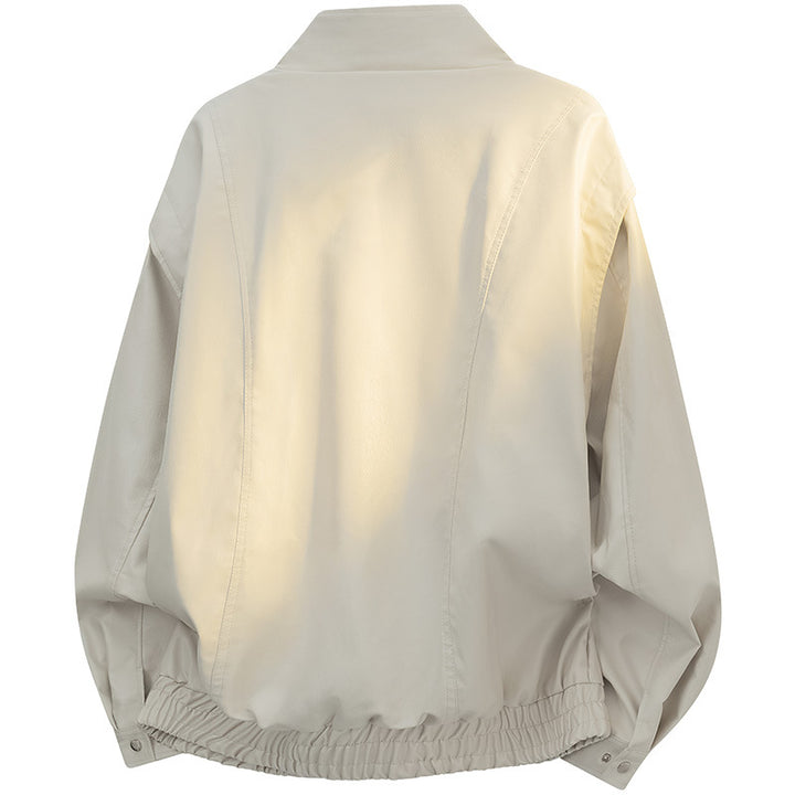 Damen Leichte Oversize-Bomberjacke mit Leo-Futter, Pattentaschen & elastischem Saum Drune