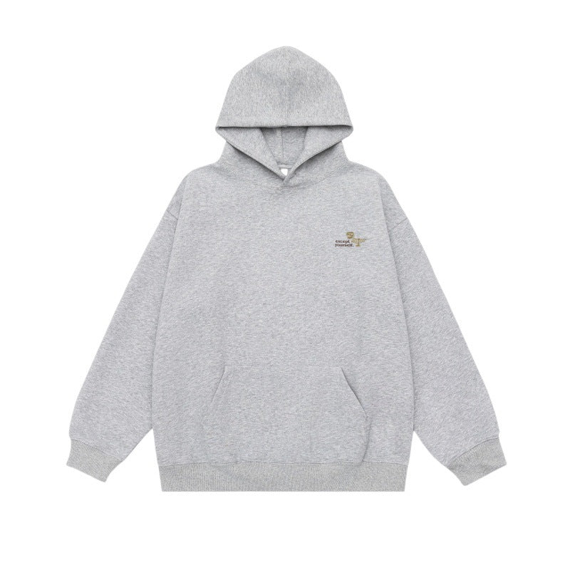 Unisex Oversize-Kapuzenpullover aus schwerer French-Terry mit Kängurutasche und dezenter Bruststickerei Drune