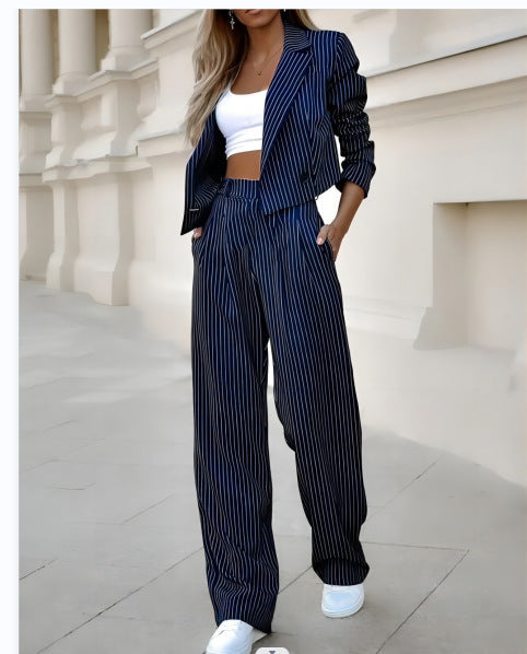 Damen modischer Blazer mit weit geschnittenen Hosen Drune