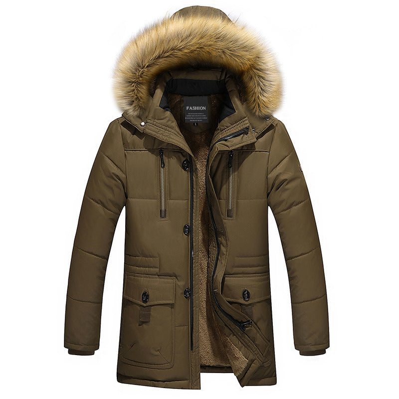 Herren Langparka mit abnehmbarer Kunstfellblende, doppelter Frontleiste und Teddyfleece-Innenfutter Drune